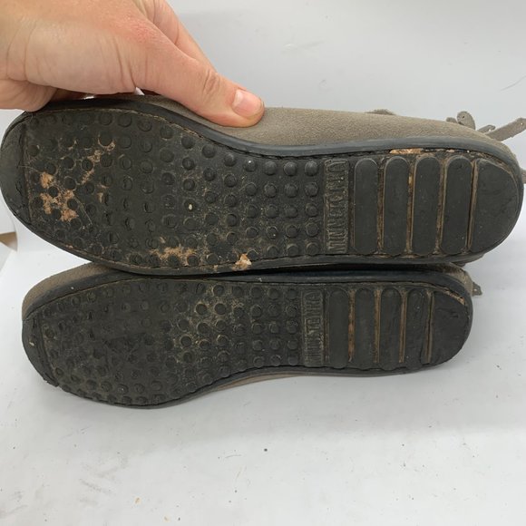 Minnetonka double fringe zip leather boot grey 7 - Picture 6 of 10